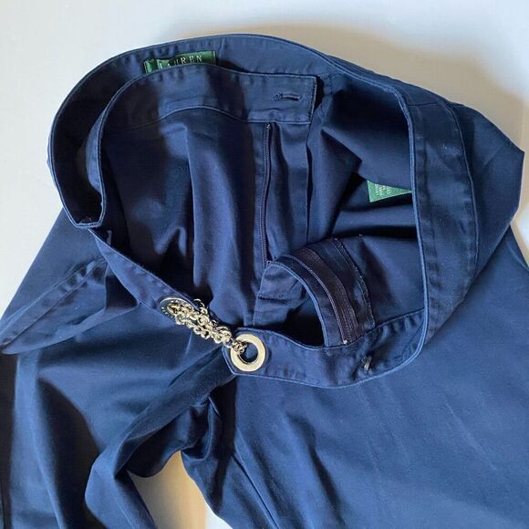 Ralph Lauren Womens Navy Blue Pant Straight Leg Cotton Stretch Size 12P Used - Picture 10 of 16